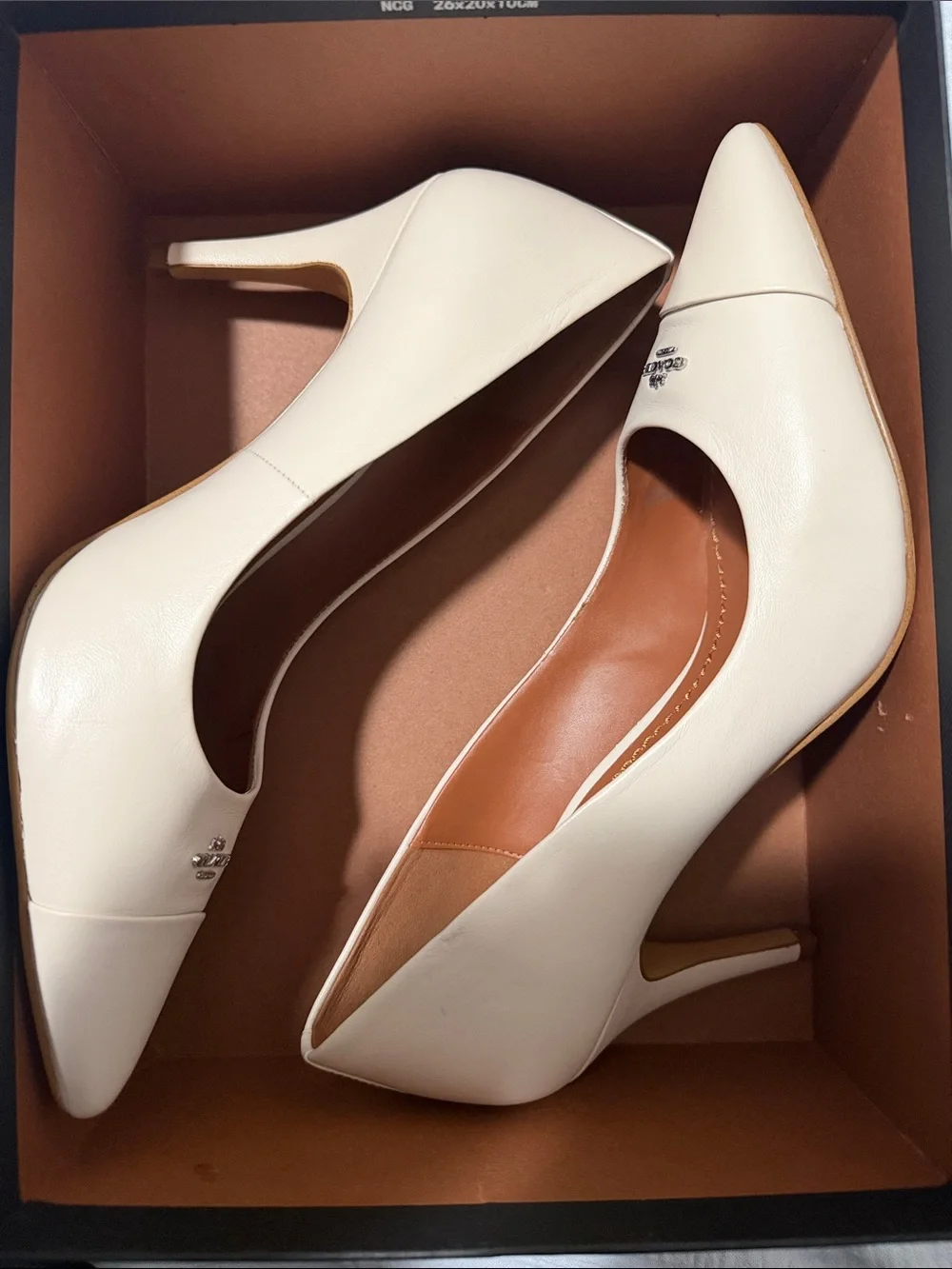 Coach Cream Pointed Toe Leather Pumps